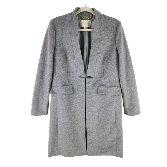 J. Crew Collection Womens Long Wool Cashmere Coat sz 4 Gray Open Front J6145 - Picture 9 of 14